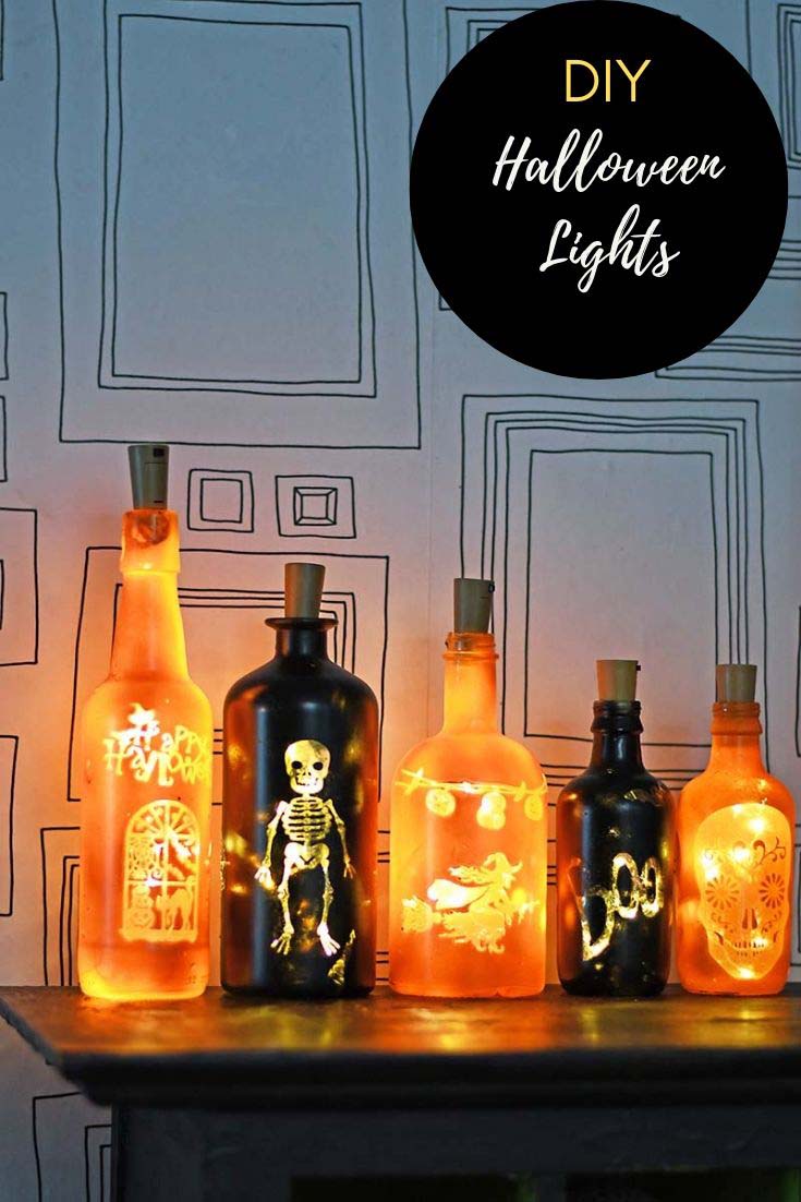 DIY Halloween bottle lights