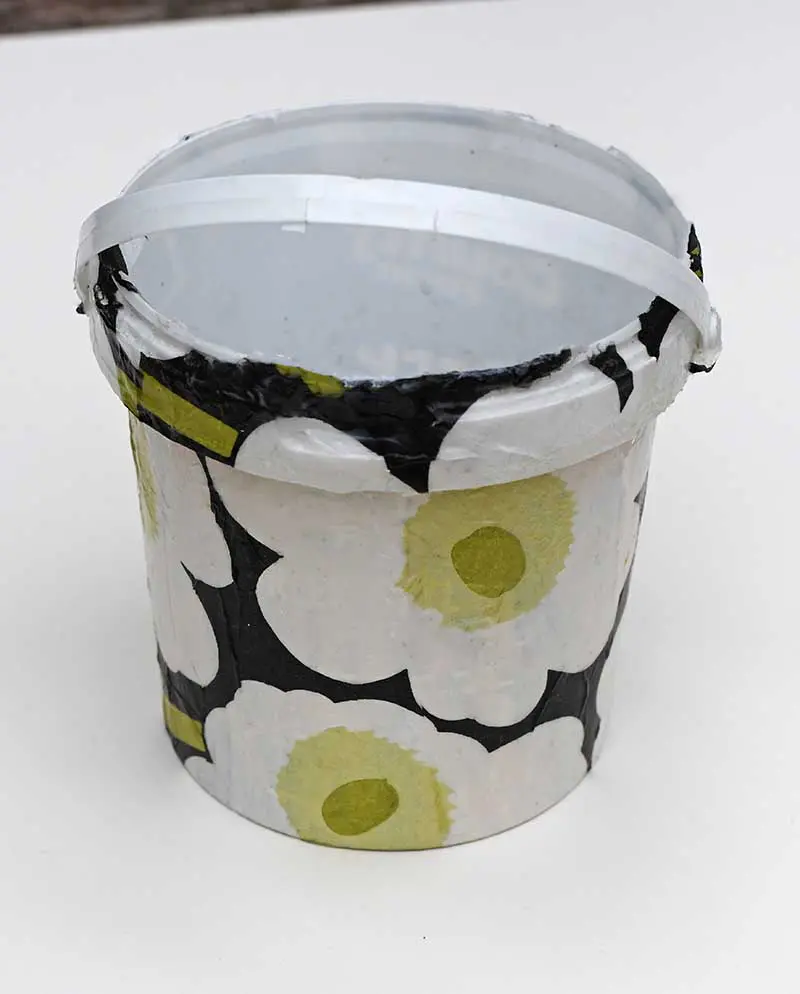 Marimekko decoupage storage bucket