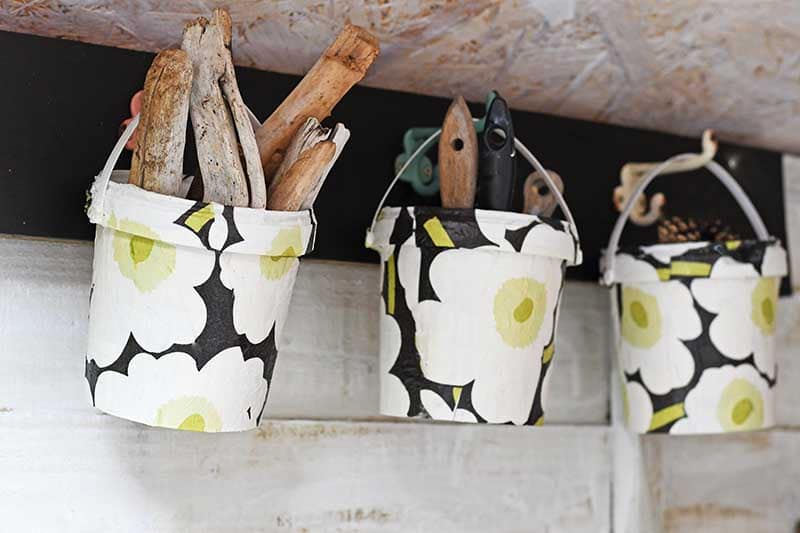 upcycled hanging diy storage tubs