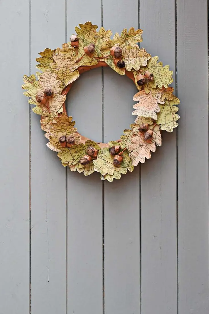Map Leaf Wreath For Fall