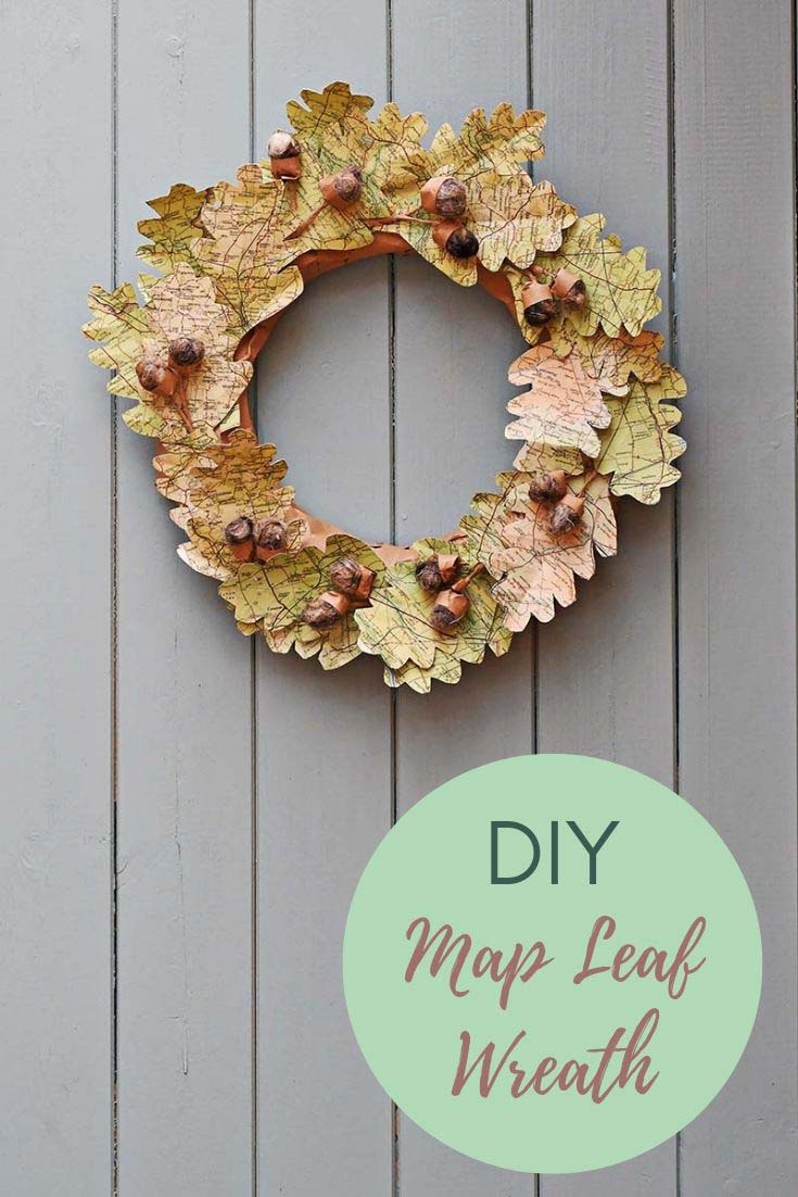map leaf wreath for fall