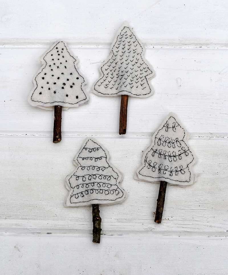 Finished Scandi Felt Christmas craft trees