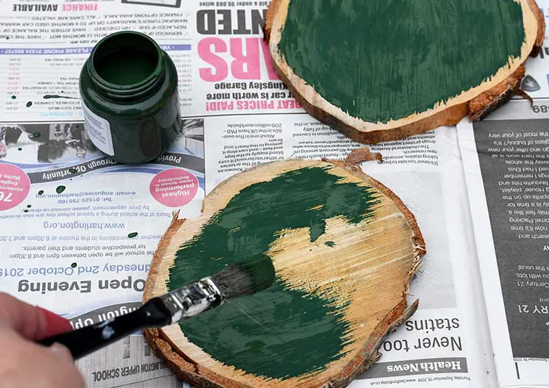 painting the wood slices
