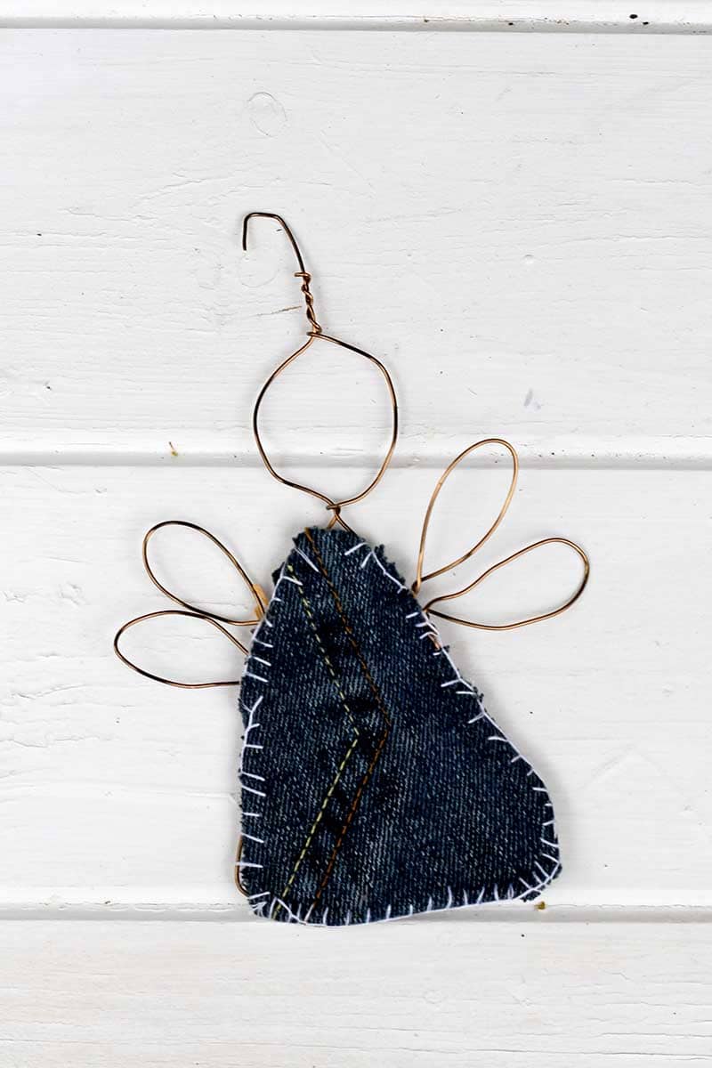 stitched denim angel ornament