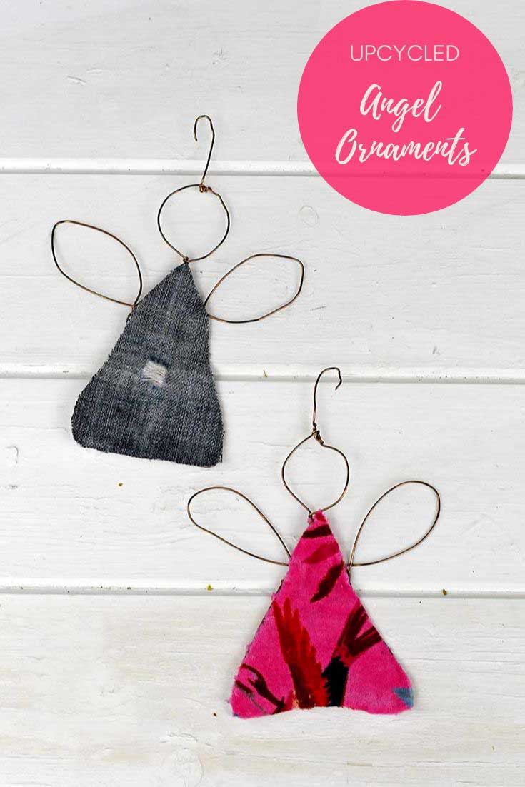Upcycled fabric angel ornaments