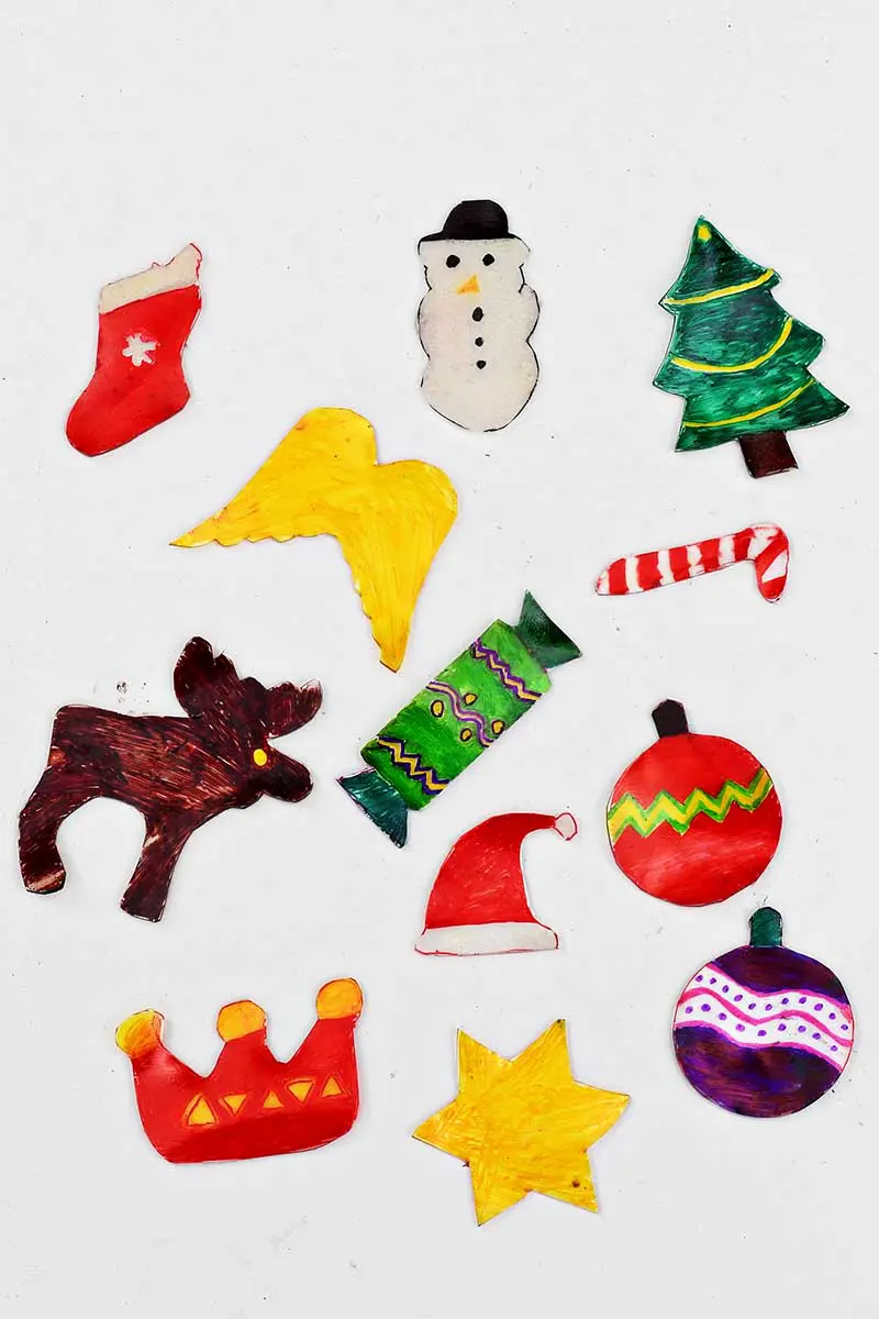 Cookie cutter Christmas shrink plastic shapes