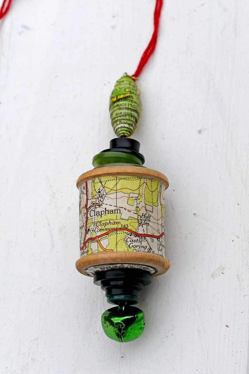 Handmade map christmas ornament