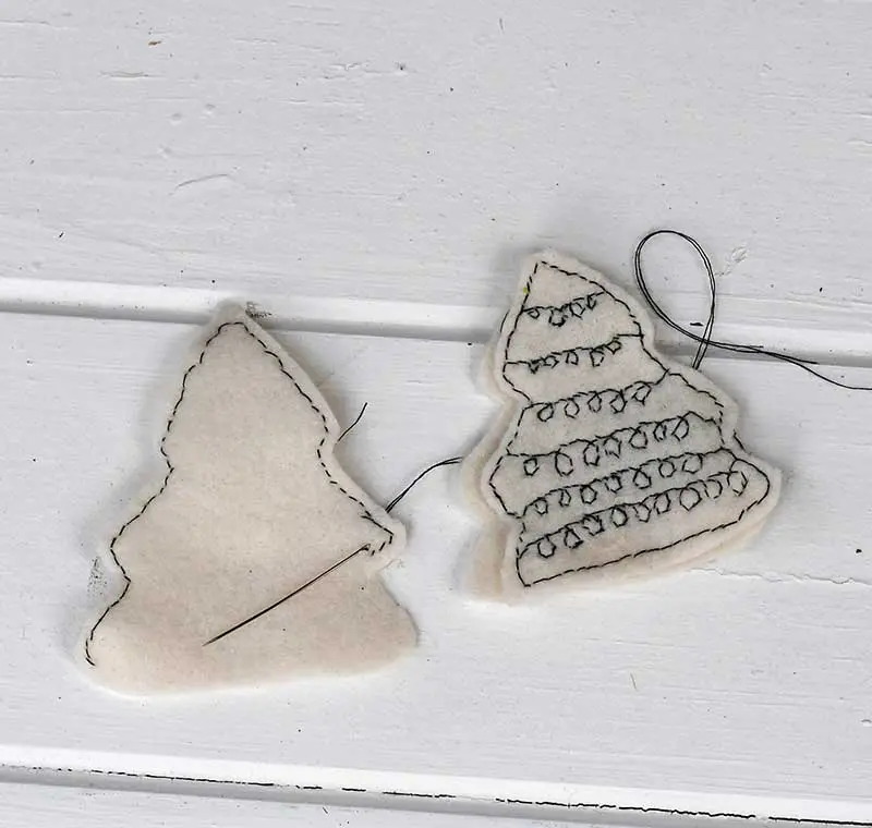 stitching Scandi Christmas trees