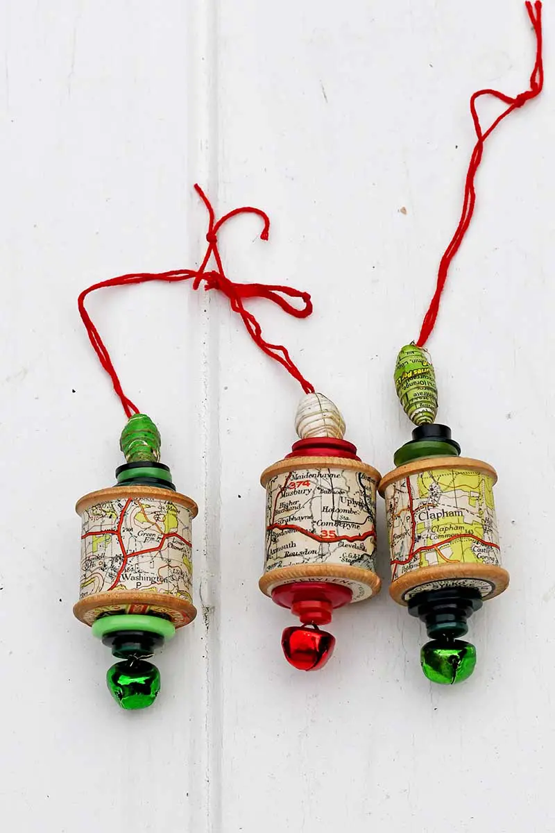 three Christmas Map Ornaments