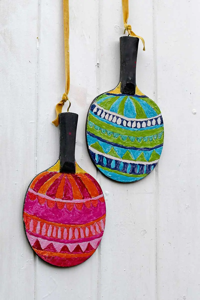 upcycle table tennis paddles ornament