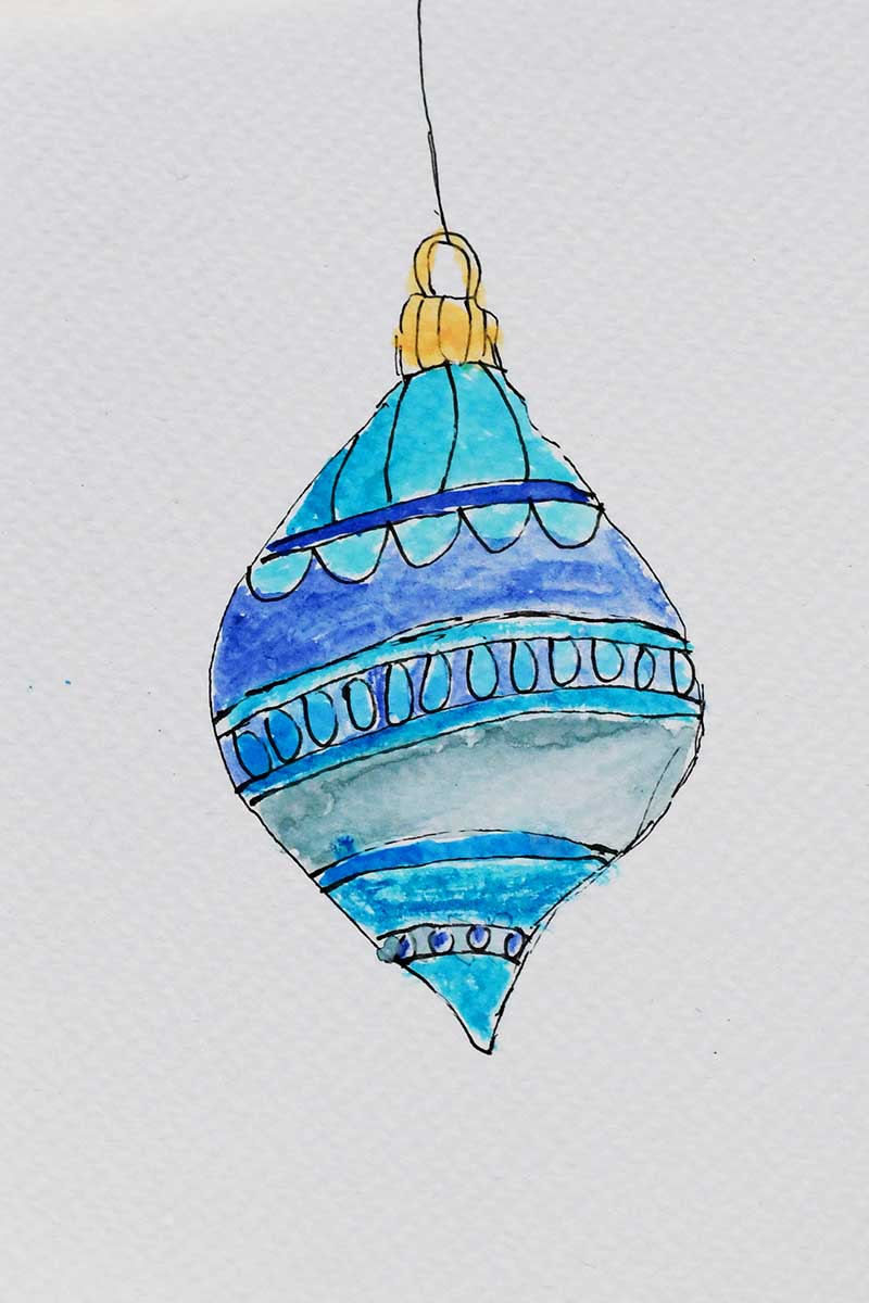 blue watercolor bauble.