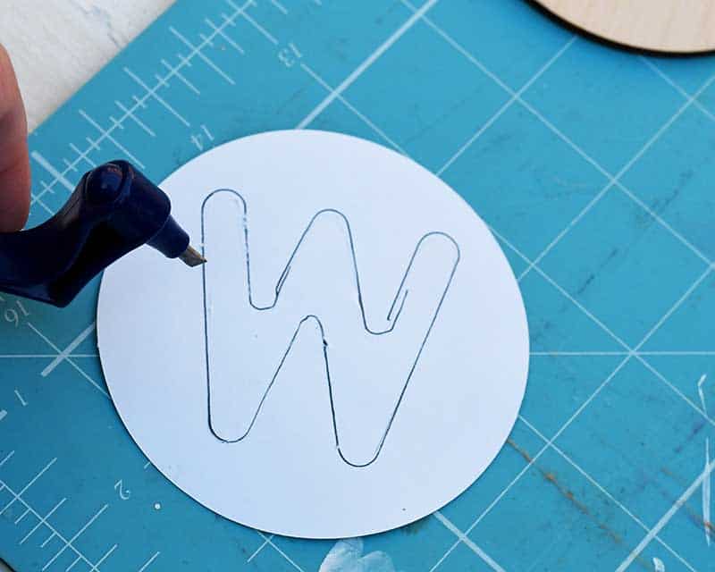 cutting the monogram letter