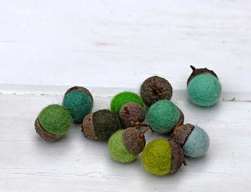 green felt acorns.