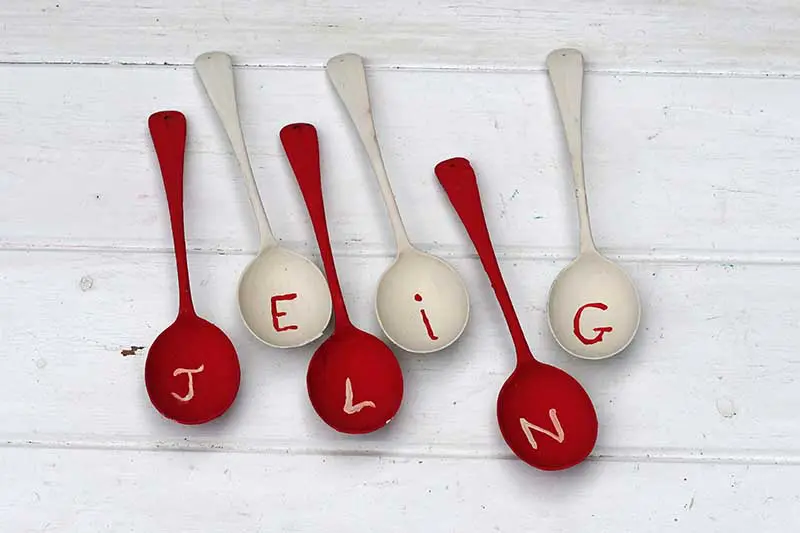 Painted big spoons for christmas windchime