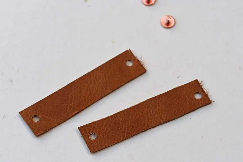 Leather strips with holes
