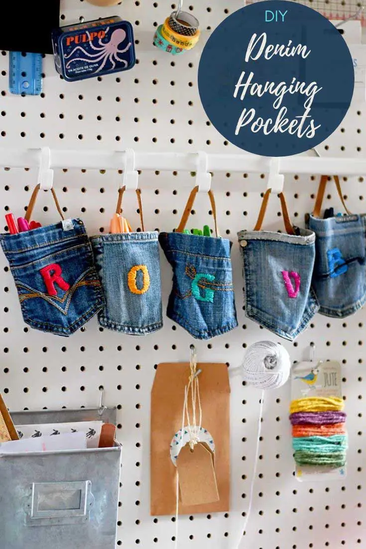 Denim hanging pocket storage