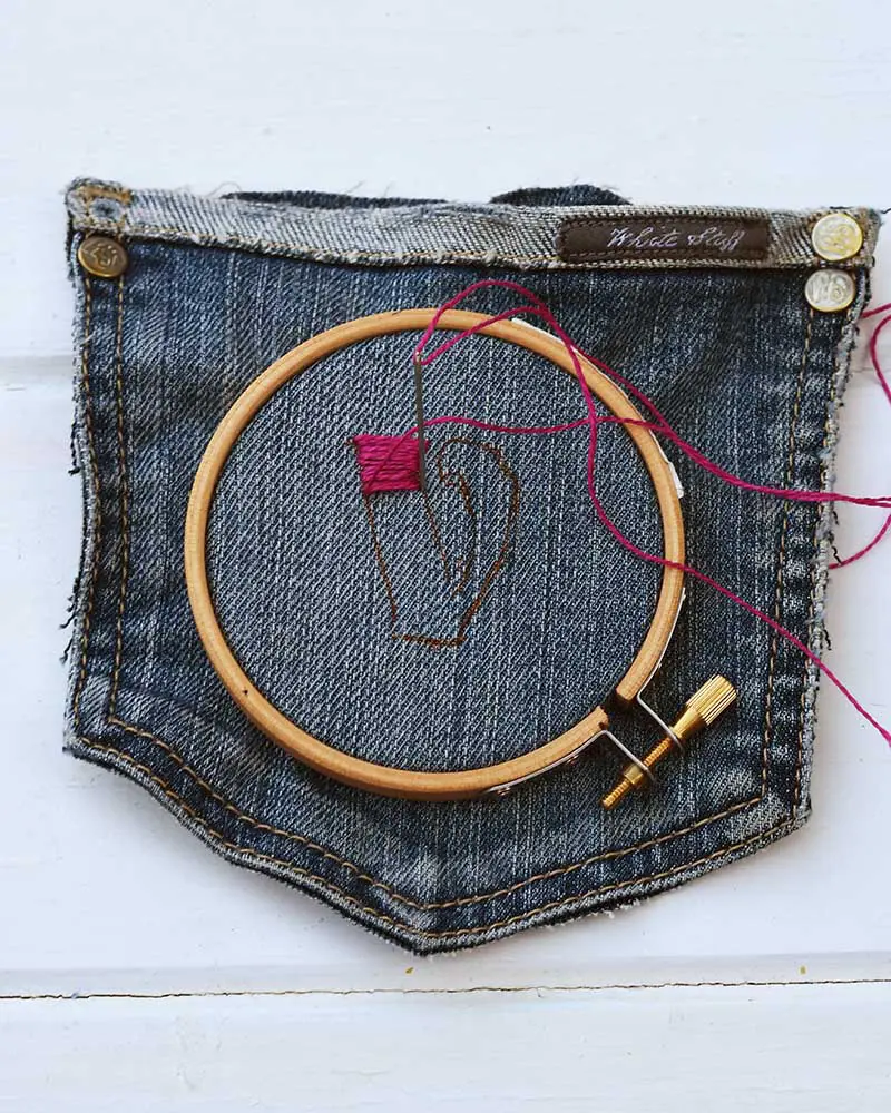 embroidering the pockets