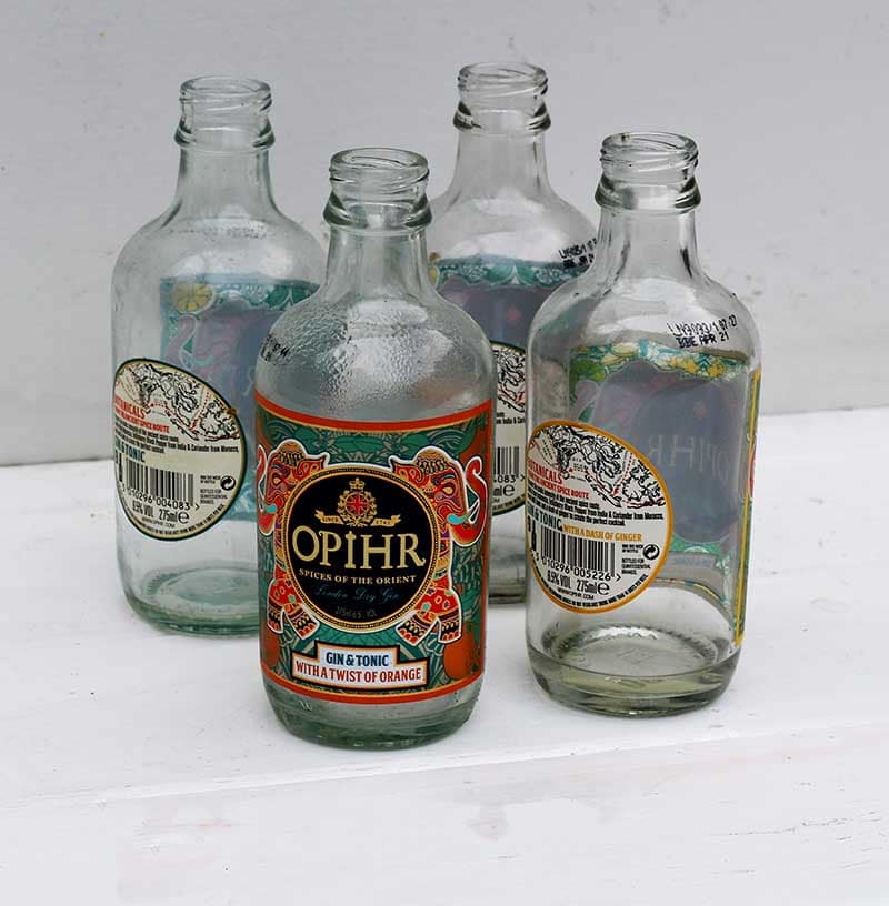 empty gin cocktail bottles