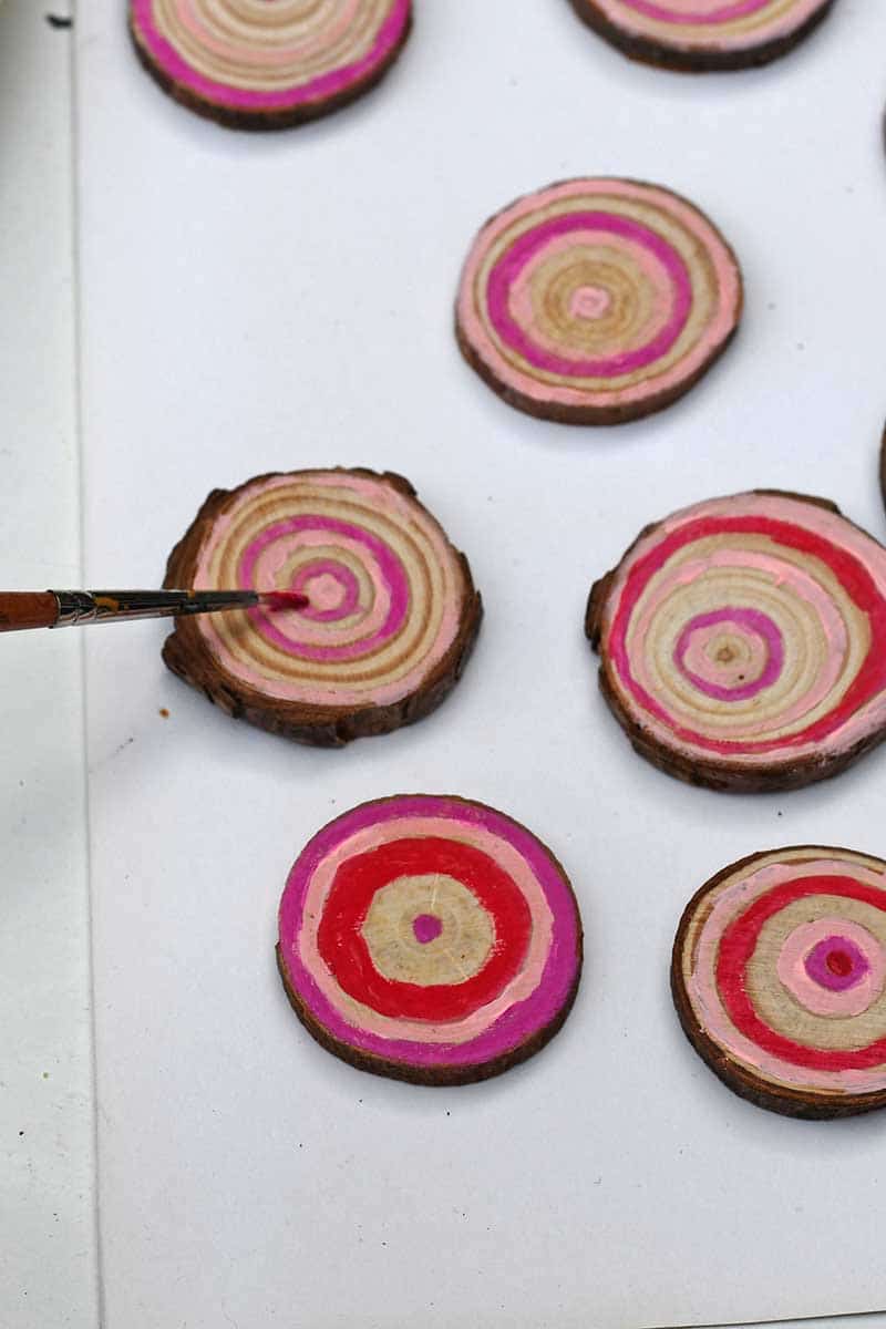 painting the wood slices