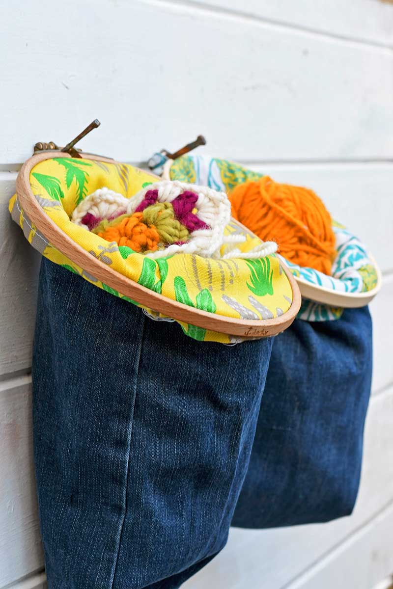 hanging denim baskets