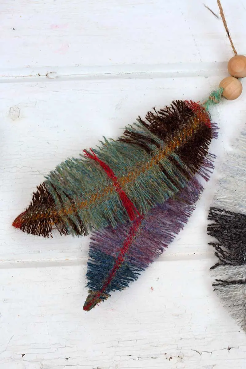 DIY feathers from plaid tartan fabric scraps