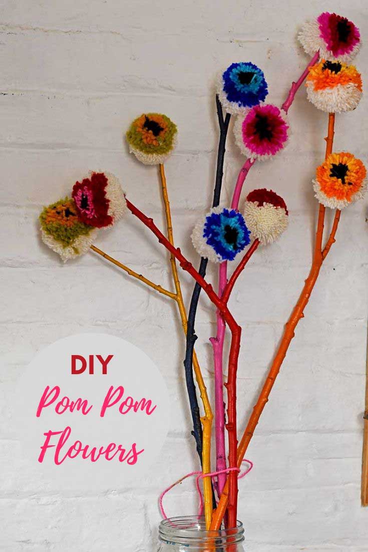 Rainbow DIY pom pom flower decorations