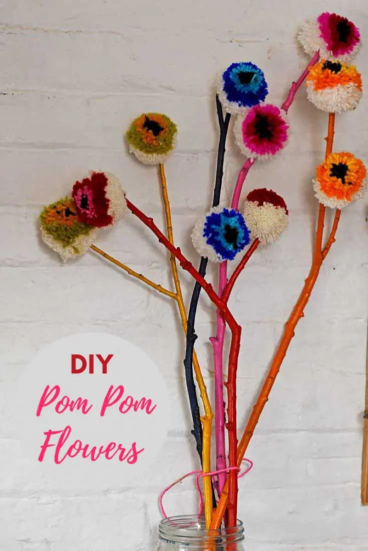 How To Make Rainbow DIY Pom-Pom Flowers Decoration Pillar Box Blue