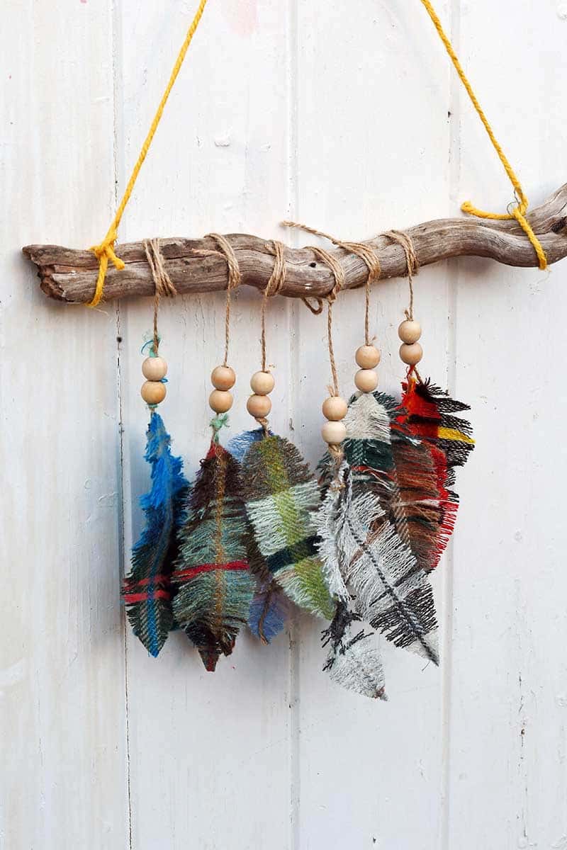 Tartan DIY Feather Wall Display