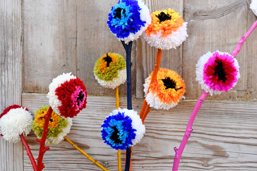 DIY Felt Flower Pom Poms