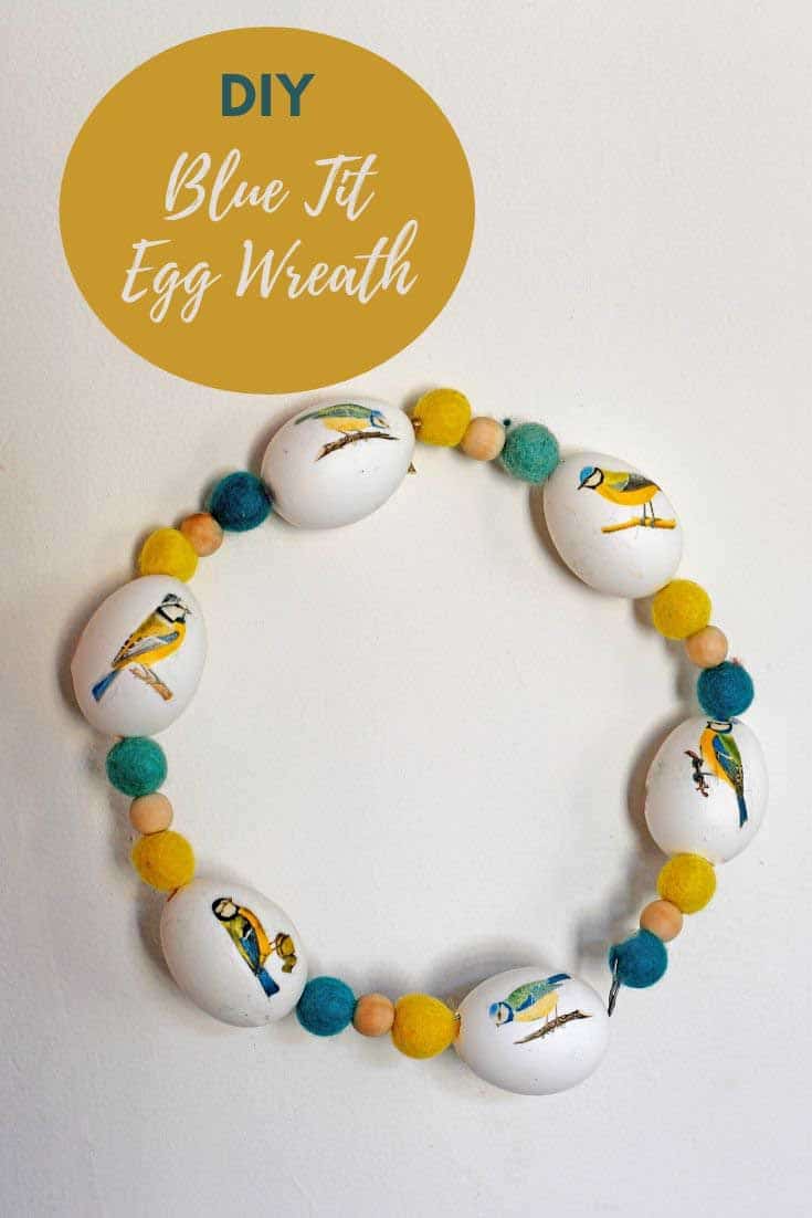 Blue tit decoupage egg wreath