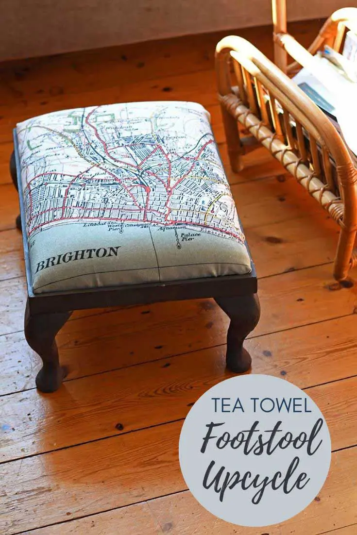 Tea towel upholstered footstool