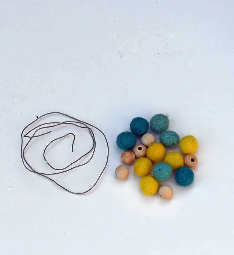 felt beads and wire