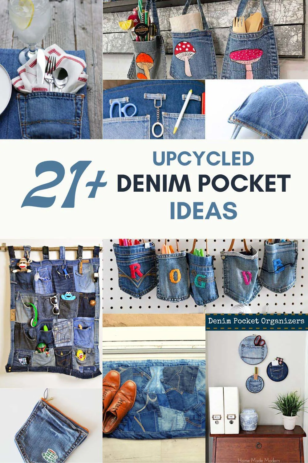 upcycled denim pockets and jean pocket craft ideas