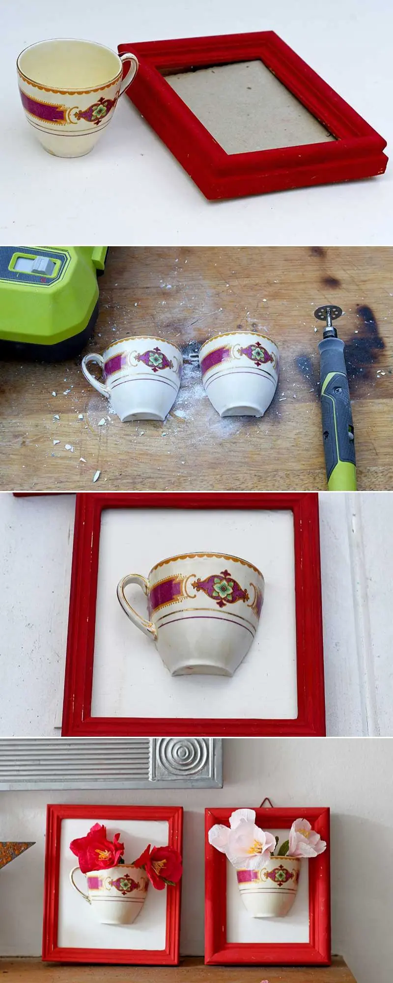 DIY China teacup wall vase