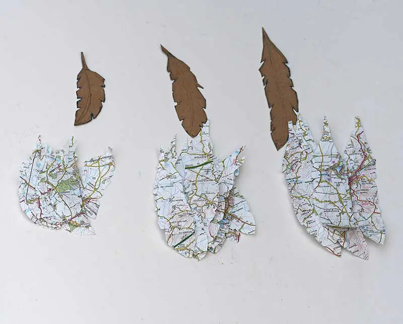Cut out map feathers
