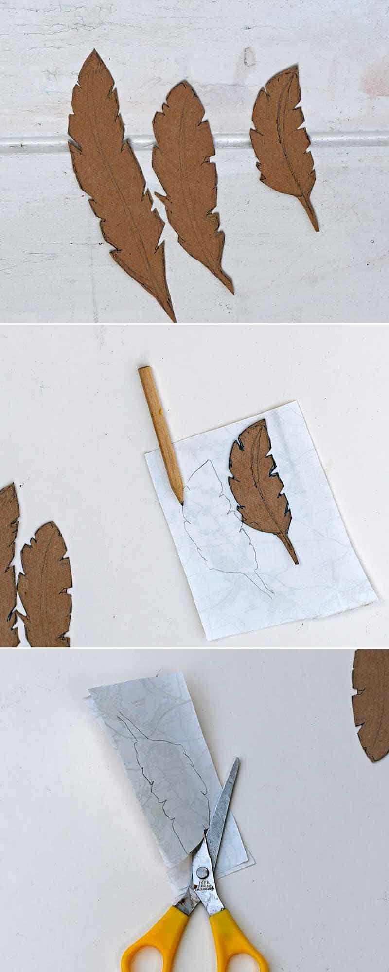 cutting out map feathers