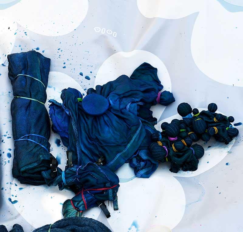 Making shibori indigo planter covers