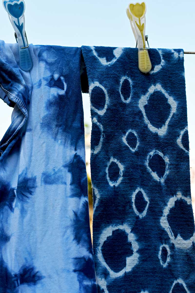 Shibori cloth drying for indigo planters