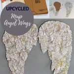 Upcycled map angel wings decor