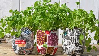 Marimekko repurposed plastic bottle planters