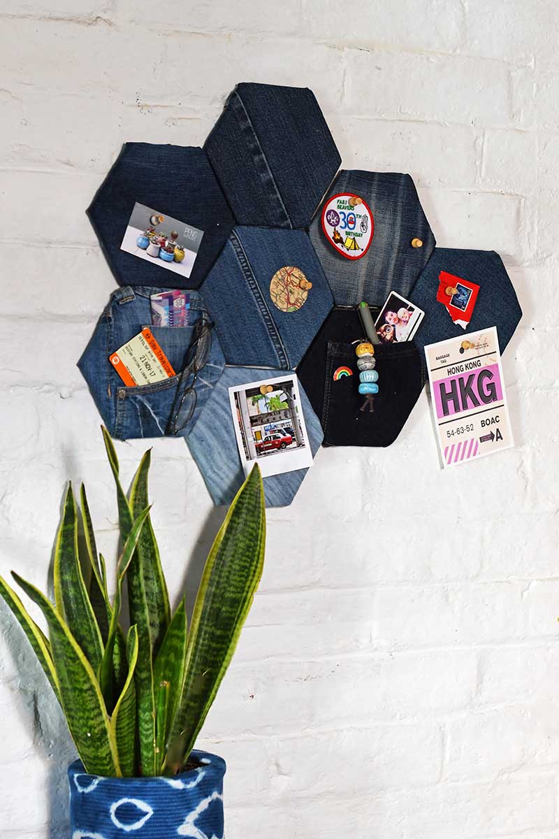 Denim fabric pin board