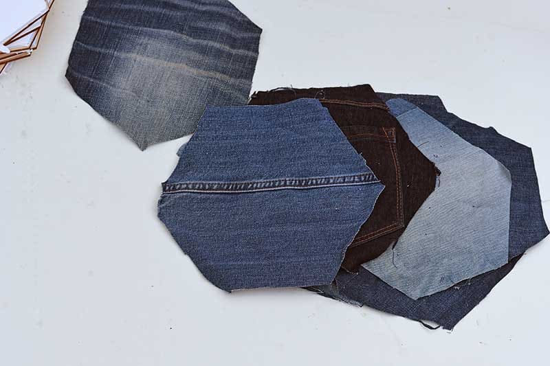 Denim hexagons for DIY fabric pin board