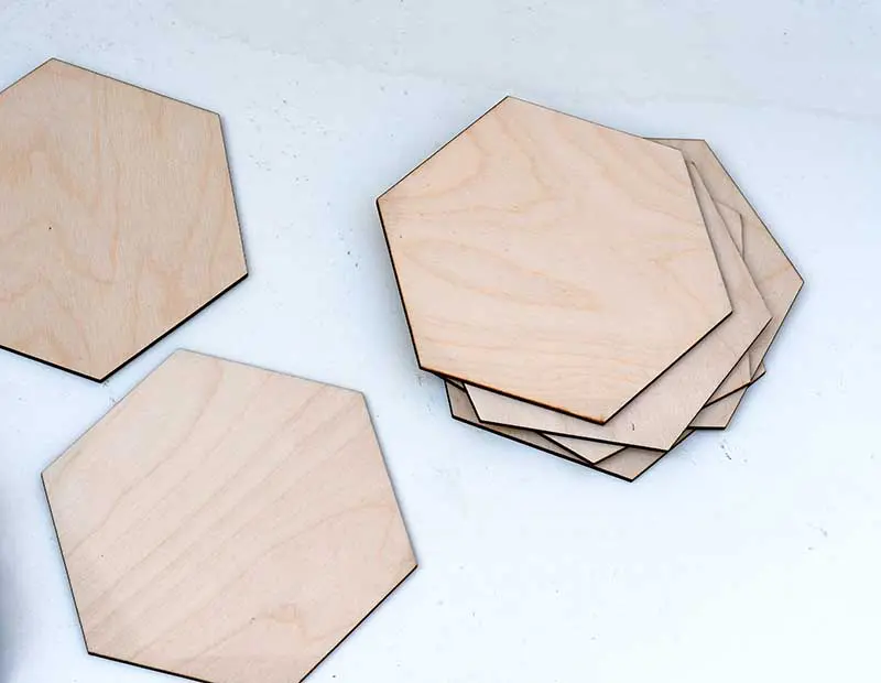 large wooden hexagons