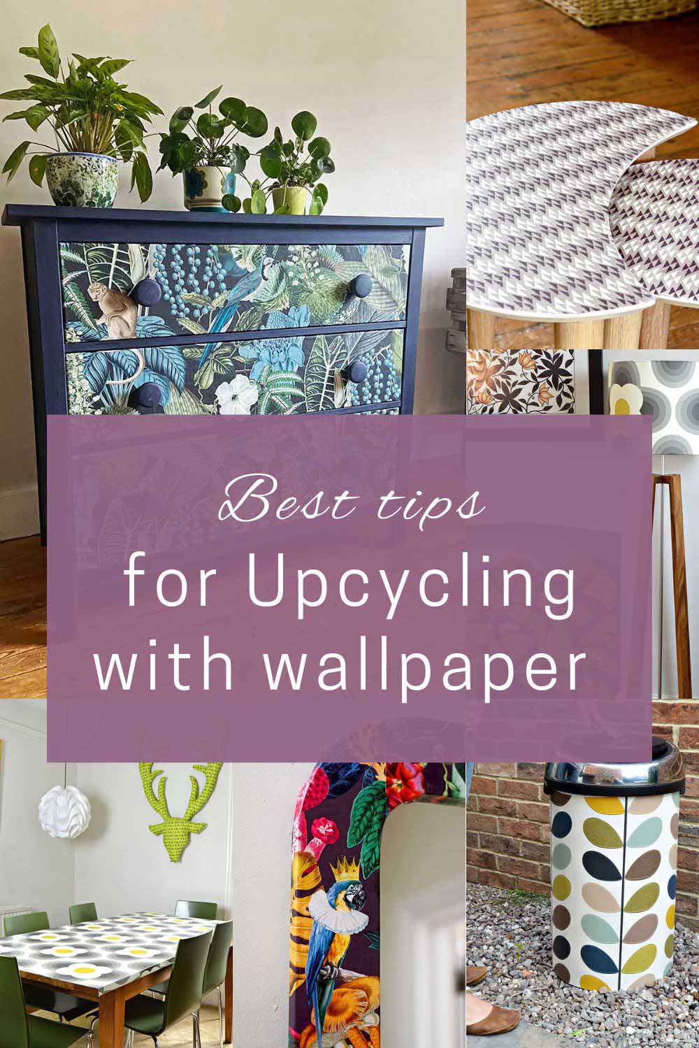 upcycling furniture with wallpaper examples pin