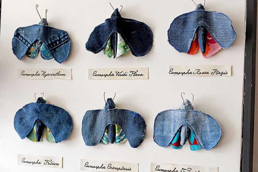 How to make a faux insect display of handmade upcycled fabric moths