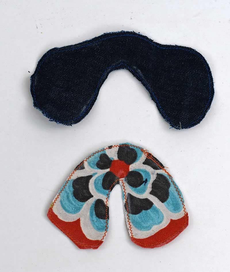 upcycled denim and scrap fabric moth wings