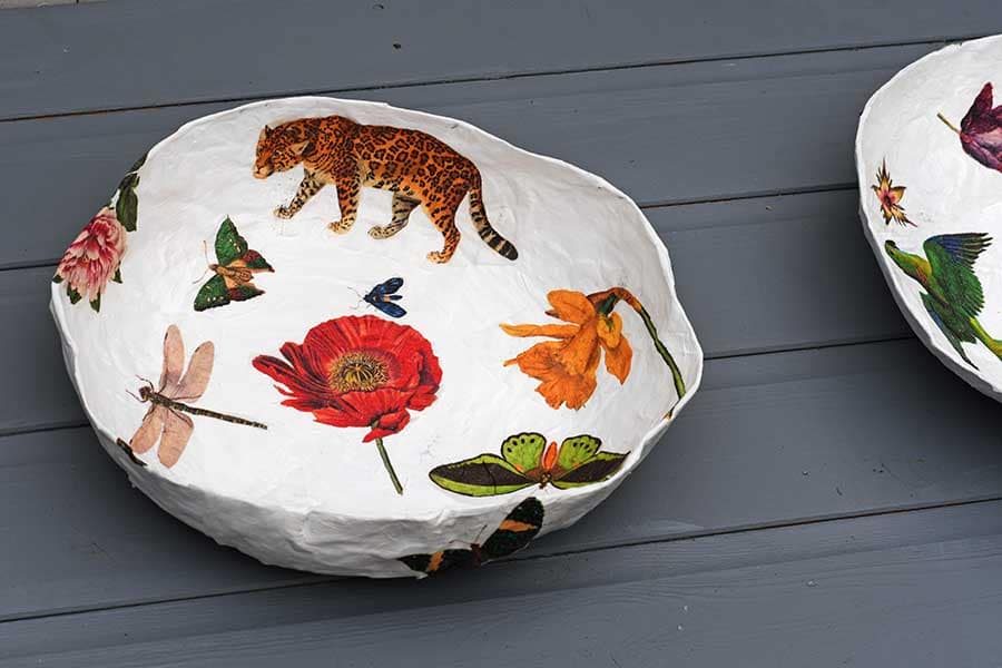 paper mache nature table bowl