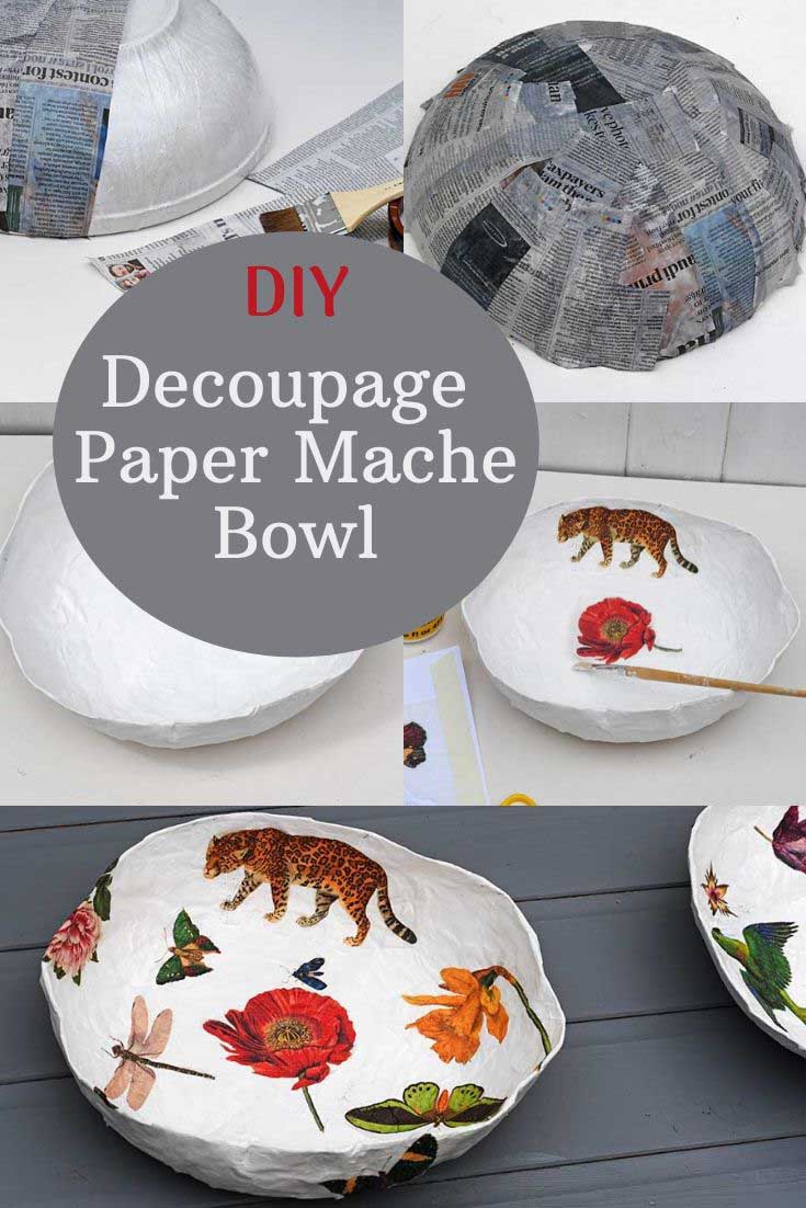 How To Make A Paper Mache Bowl With Decoupage Pillar Box Blue