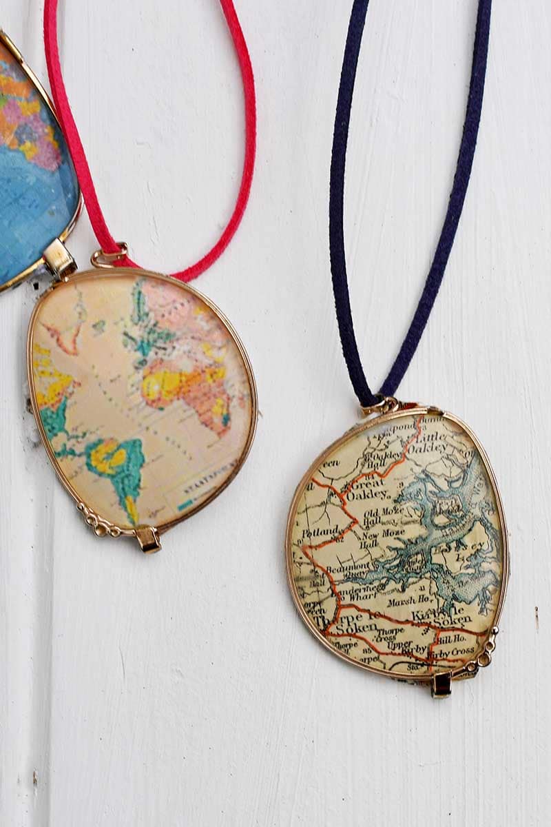 world map necklace