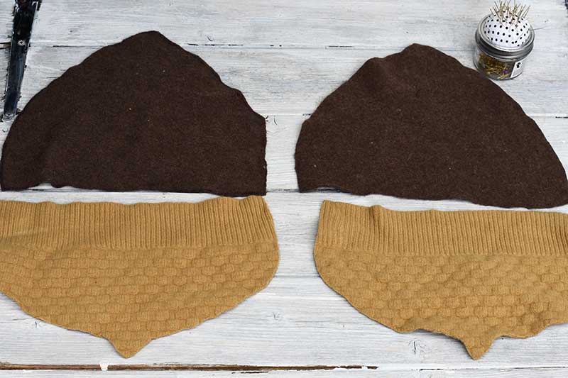 cut out DIY sweater pillow pieces